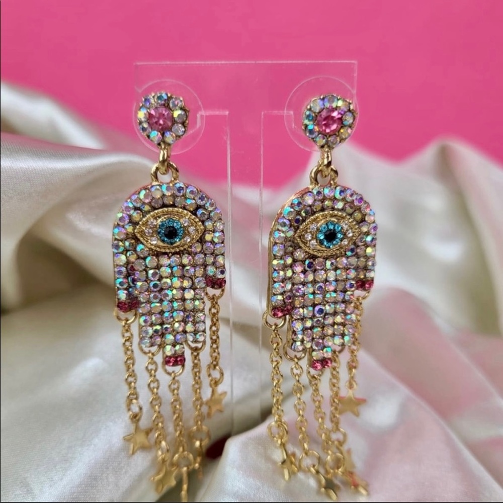 Evil Eye Hand Drop Earrings